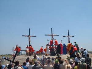 Crucifix Catholic Schoolgirl - Devotional crucifixion in San Fernando, Pampanga, Philippines, Easter 2006
