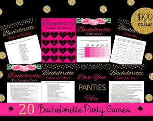 dirty party games - 20 Bachelorette Party Games Bundle - Bachelorette Scavenger Hunt - Porn or  Polish - Drink If