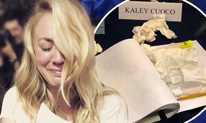 Cuoco Fucking Kaley Lindsay Lohan - Kaley Cuoco sheds tears as she's overcome with emotion at the final Big  Bang Theory read-through | Daily Mail Online