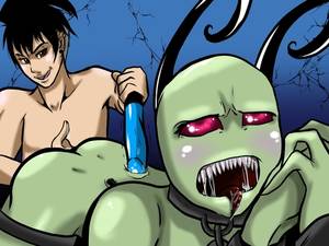 forced alien sex - alien anal antennae ass blush cum dib dildo duo forced human invader_zim  irken male mammal not_furry