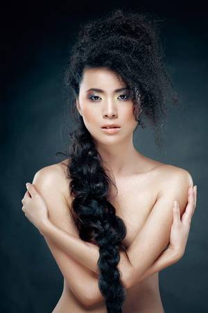 ebony implied nudes - Hair, extensions, model, Asian, semi-nude, skin, makeup,