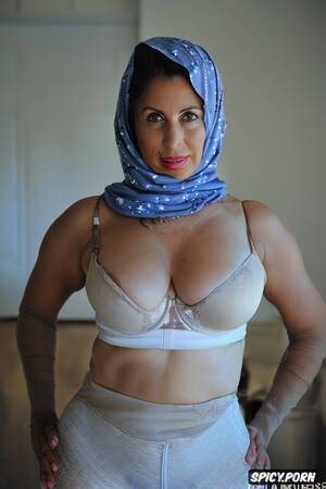 houswife - AI Porn: portrait from head to hips, moroccan 57yo milf houswife, beautiful  - AI Porn
