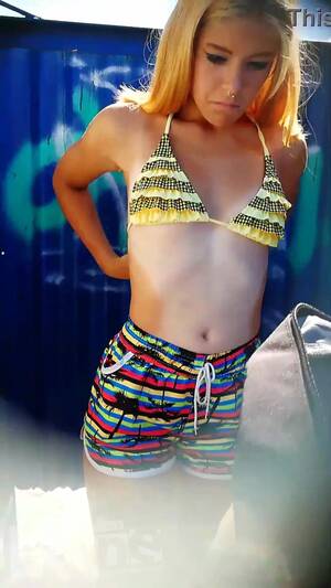 beach cabin hidden camera - Hidden Cam at the suntanned teenage in the beach cabin