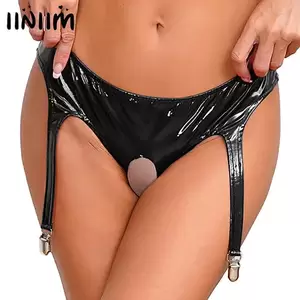 Lingerie Clips - Womens Lingerie Porno Open Crotch Thong Briefs Underpants Clubwear with  Garter Clips Open Crotch Thong Panties Garter Clips - AliExpress