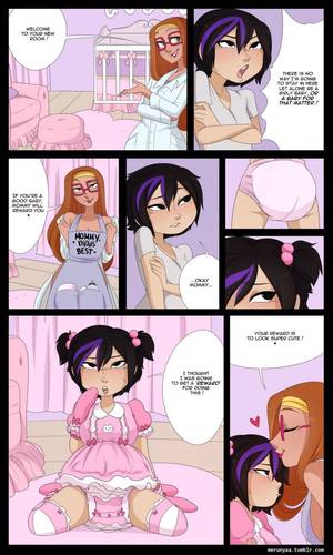 Anime Baby Porn Captions - big_hero_6 black_hair blonde_hair diaper femdom femsub glasses gogo_tomago  honey_lemon merunyaa multicolored_hair text