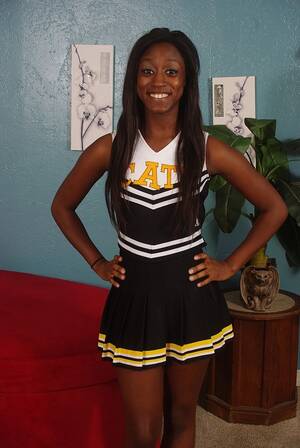 black sluts cheerleaer - Ebony cheerleader slut getting banged by three white dudes 13 photos