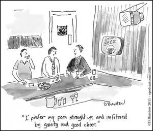 Cartoon Pornography - cartoon in bar - man tells friend he accepts pornography and doesn't want  to cover it up