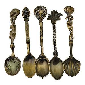 Antique & Vintage Bdsm Porn - Verdental Retro Stereoscopic Coffee Spoon Tea Spoon Dessert Spoon Mixing  Spoon Ice Cream Spoons Set of 5 (Antique Brass)