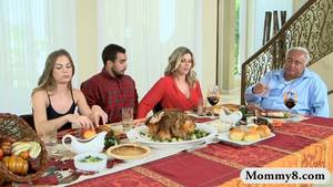 Dinner Porn - Stepmom Cory Chase fucking with teen couple after dinner