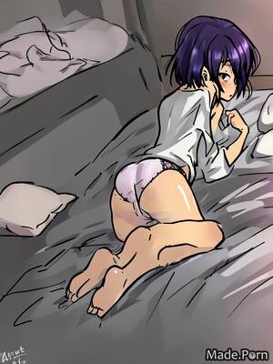 cartoon anime panties - Porn image of bedroom cartoon messy hair pajamas 18 panties short created  by AI