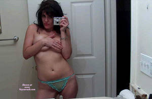 Dark Hair In Bathroom - Shy Topless Self-shot In Bathroom