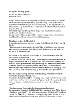 Holy Spirit Blasphemy Porn - DOC) Sin against the Holy Spirit A biblically holistic approach | Gerard P  . M . Feller - Academia.edu