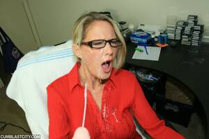 Cumshot Office - blonde babe blasted with cum - CumBlastCity