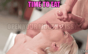 cum eating sissy - Blonde Eating Cum Sissy Caption - Porn With Text