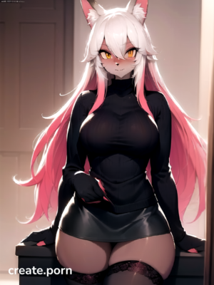 Fuzzy Skirt Porn - Skirt, thigh high socks, black skin AI Porn