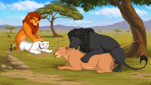 cartoon lion sex - Rule 34 - 16:9 balls black fur closed eyes collar disney feline female  feral feral on feral fur group hi res licking lion lying male mammal nala  nature outside penetration reallynxgirl sex