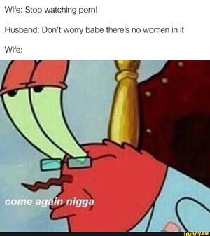 Husband Watches Porn Meme - Wife: Stop watching porn! Husband: Don't worry babe there's no women in it  Wife: - iFunny Brazil