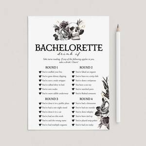 Bachelorette Sex Toys - Bride or Die Bachelorette Party Game Drink If Printable | Black Floral  Skull â€“ LittleSizzle