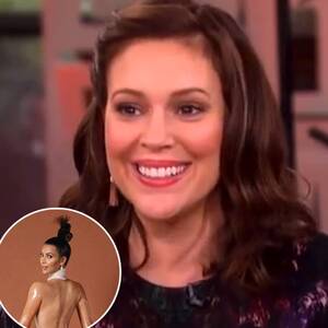 alyssa milano pregnant nude - Alyssa Milano Defends Breastfeeding Pic, Cites Kim K.'s Butt Photo