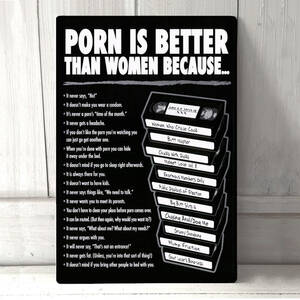 Funny Porn For Women - Porn Is Better Than Women Funny Metal Tin Sign Metal Sign Wall Decor Metal  Decor Wall Poster(20cmx30cm) | Wish