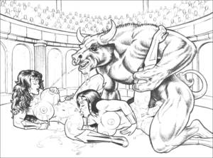 hentai arena - DC - Wonder Women versus the Minotaur by HighHeeledJill