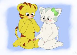 cartoon tiger sex - e621 absurd_res cub daniel_tiger daniel_tiger's_neighborhood dexial duo  embarrassed erection feline female genital_exploration hi_res  katerina_kittycat