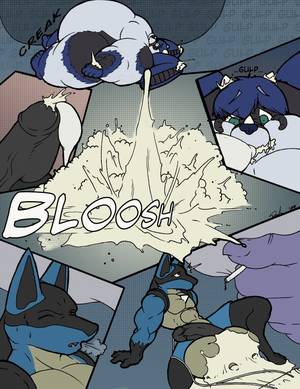Hyper Cock Porn - e621 anthro balls big_balls black_fur blue_fur bound bursting canine comic  cum cum_inflation death drakemohkami english_text erection