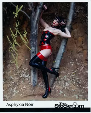 Best Leather Pornstar - Porn Star ASPHYXIA NOIR Signed Sexy Black Leather Lingerie Nice Cleavage  Photo | eBay