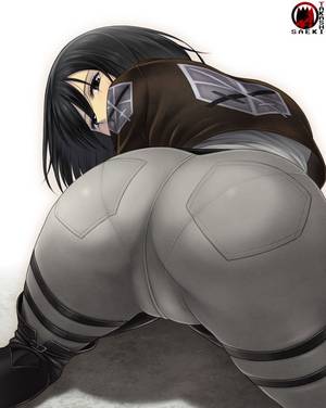 Attack On Titan Big Ass Porn - all fours artist name ass black eyes black hair boots emblem eyebrows  eyelashes from behind highres huge ass jacket knee boots looking back  mikasa ackerman ...