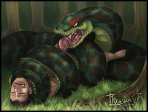 cartoon snake penis - e621 ambiguous_gender coiling duo erection fellatio feral human  larger_ambiguous long_tongue male male/ambiguous mammal naga