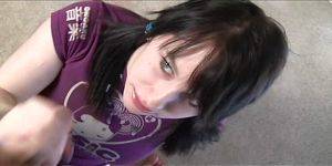 hard handjob and cum - Nasty babe giging hard handjob to my big cock for cum