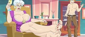 juicy toon tits - Bombastic cartoon granny with huge breasts rides a younger guy -  CartoonPorn.com