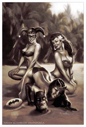 Batman Martha Wayne Porn - Amazing retro Batman bad girls ~ Harley Quinn, Poison Ivy, and Catwoman.  Artwork by Carlos Valenzuela.
