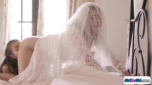 busty bride is sucking hard - Busty maid of honor secretly licks the big tits bride when the other bride  comes in.She gets both naked and the three lesbians lick and facesit -  XNXX.COM