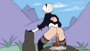 giant anal dildo cartoon - 2D Huge BBC Dildo Anal on Mountain Top - Nier Automata Parody - Outdoor  Animated public Cartoon porn - NanoVids