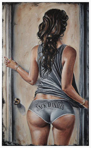Ass Girl Porn Drawings - JEREMY WORST Open Up jack Daniels Original Artwork by JeremyWorst art  painting drawing print jack daniels she squats bro
