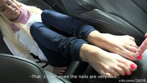 beautiful feet tickled - European est nice girl for a foot tickling session in car - Feet9