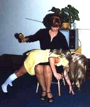 1970s spanking - Panty hose & hat Yellow dress#2