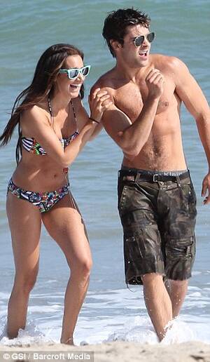 ashley tisdale on nude beach - Ashley Tisdale gets a piggy-back from Zac Efron as they have fun in the  California sun | Daily Mail Online