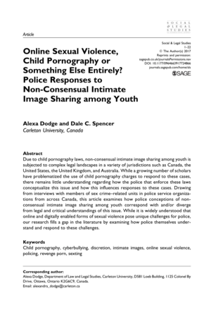Consensual Sex With A Minor - PDF) Online Sexual Violence, Child Pornography or Something Else Entirely?  Police Responses to Non-Consensual Intimate Image Sharing among Youth