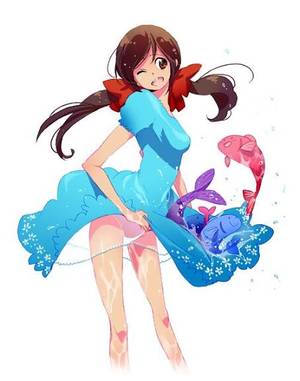 Hetalia Seychelles Porn - bad id brown eyes brown hair dalc rose dress fish open mouth panties  petticoat seychelles (hetalia) solo twintails underwear water wet wink