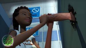 animated massive cock - Young ebony babe fucks big cock in the school toilet