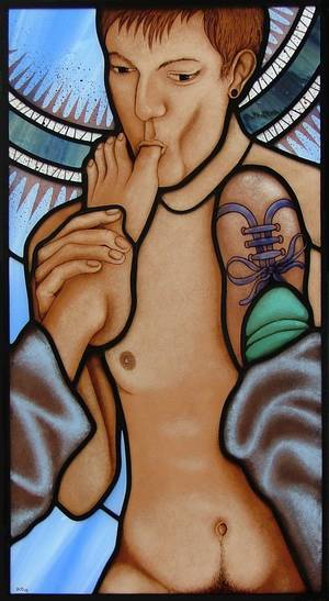 cartoon foot fetish gallery - Foot fetish, erotic and homo erotic, male nude, gay art, stained_glass,