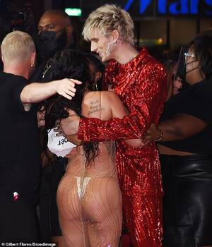 Megan Fox Ass Sex - Megan Fox is nearly naked in VERY revealing see-through dress with Machine  Gun Kelly at MTV VMAs | Daily Mail Online