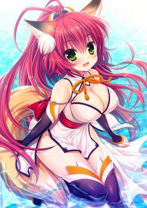 kitsune huge breasts anime - Sexy red fox girl. She is maybe Chizuru cousin Kanokon #anime