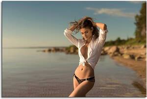 Nude Beach Girl - USANGLERS Nude Bikini Girl Fitness Model Canvas Prints Hot Girl Posters  Bedroom Bathroom Porn Poster Poster Wall Art For Home Office Bathroom  Decorations Unframed 24\