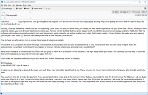 Blackmail Money Porn - Blackmail Scam Demands Payment in Cryptocurrency - è„…å¨ãƒ‡ãƒ¼ã‚¿ãƒ™ãƒ¼ã‚¹