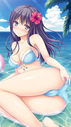 Busty Anime Bikini Porn - In a blue bikini