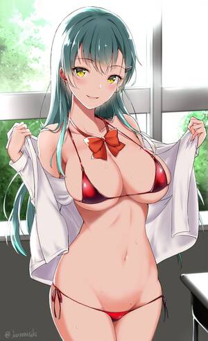 hentai huge tits tiny bikini - Girl with large breasts in micro bikini | Hentai Pins