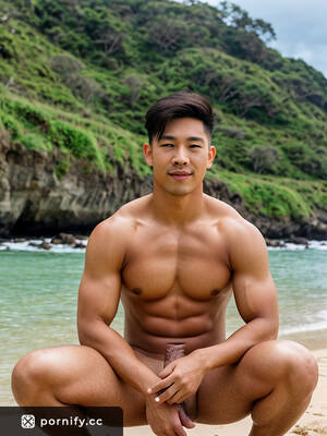 monsters of cock asian beach - Huge Asian Cock: Brunette Elf on the Beach with Green Eyes Enjoys Natural  Pussy Haircut | Pornify â€“ Best AI Porn Generator